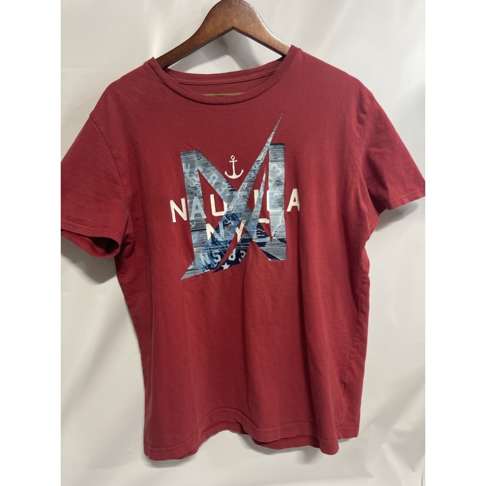 Vintage Nautica T-Shirt - Fishing Themed Large N - Mens L